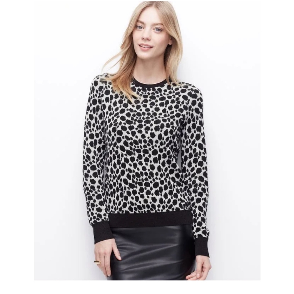 Ann Taylor Metallic Shine Cheetah Jacquard Sweater